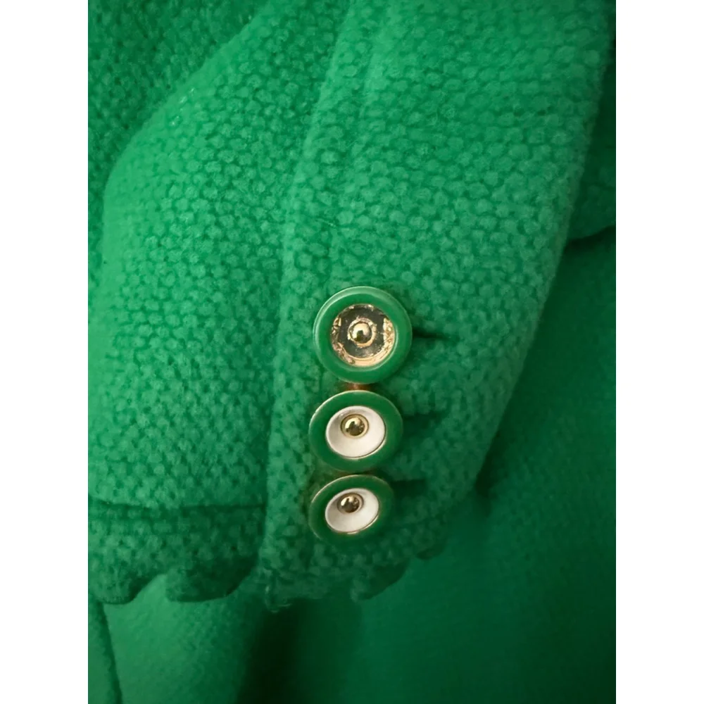 Women's Juicy Couture Green Pea Coat L with Gold Buttons - Picture 7 of 7